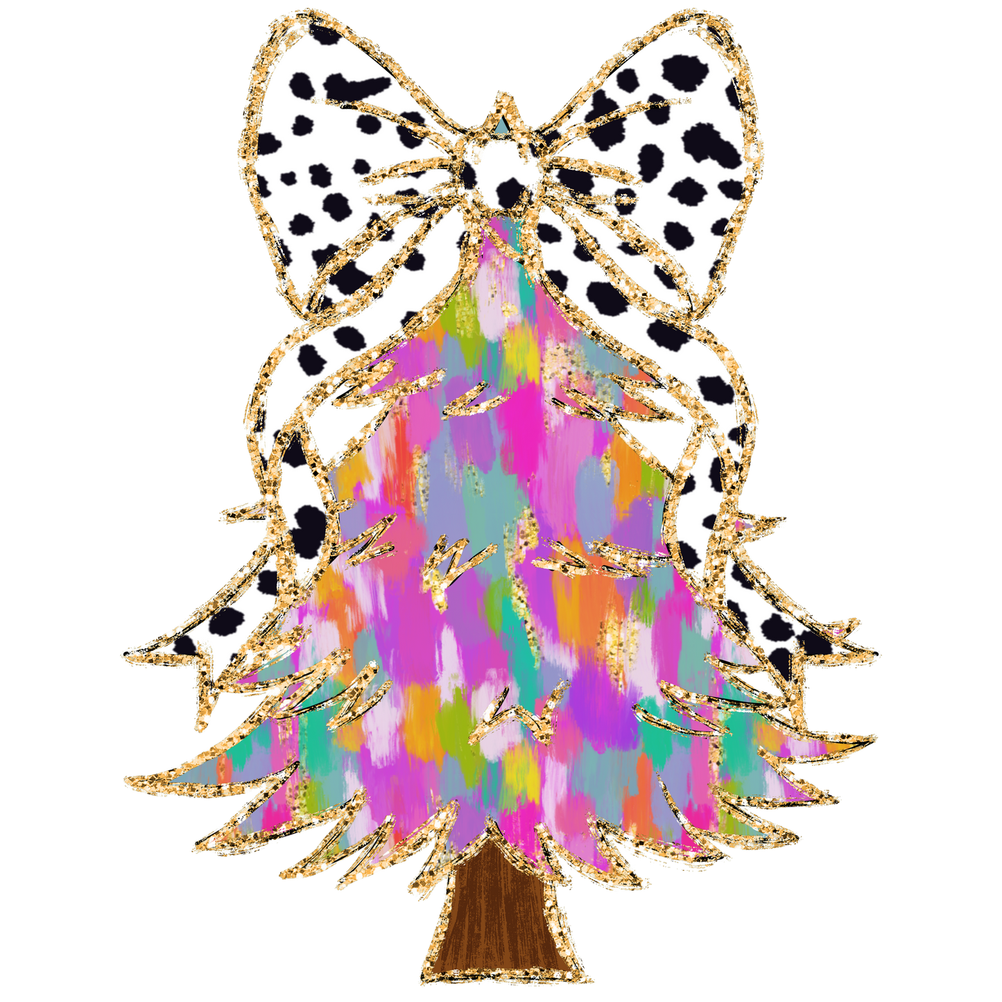 Colorful Coquette Glitter Christmas Tree T-Shirt
