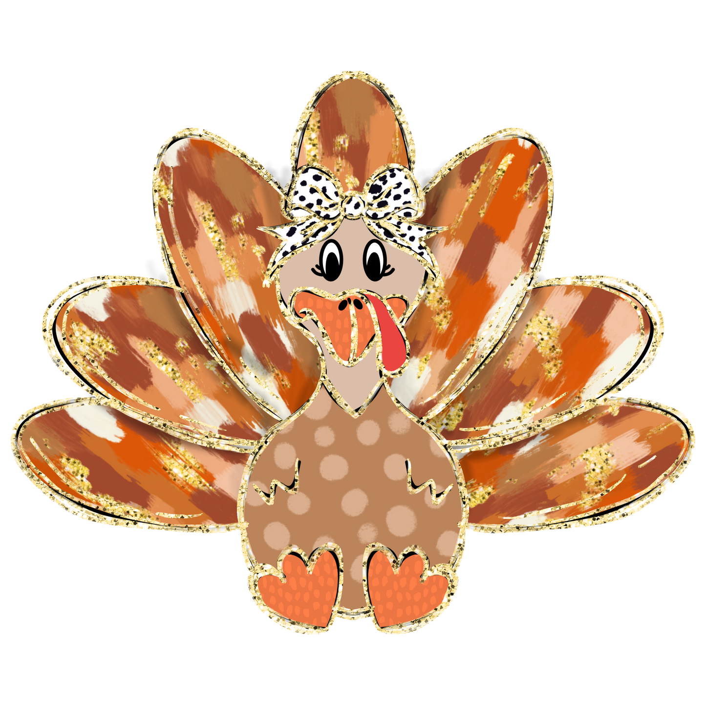 Colorful Coquette Gold Glitter Turkey T-Shirt