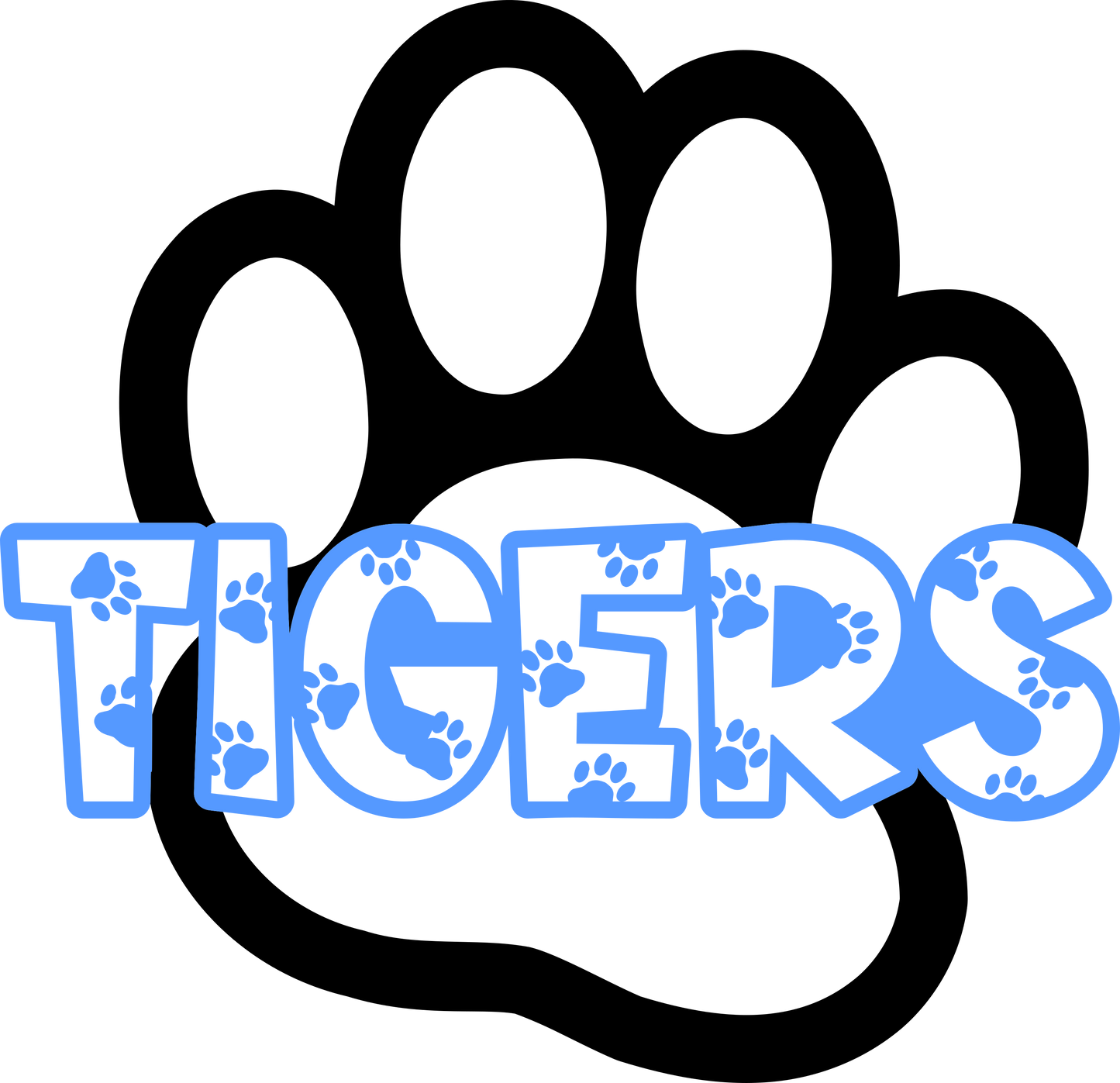 Tigers Paw Print with Lettering T-Shirt