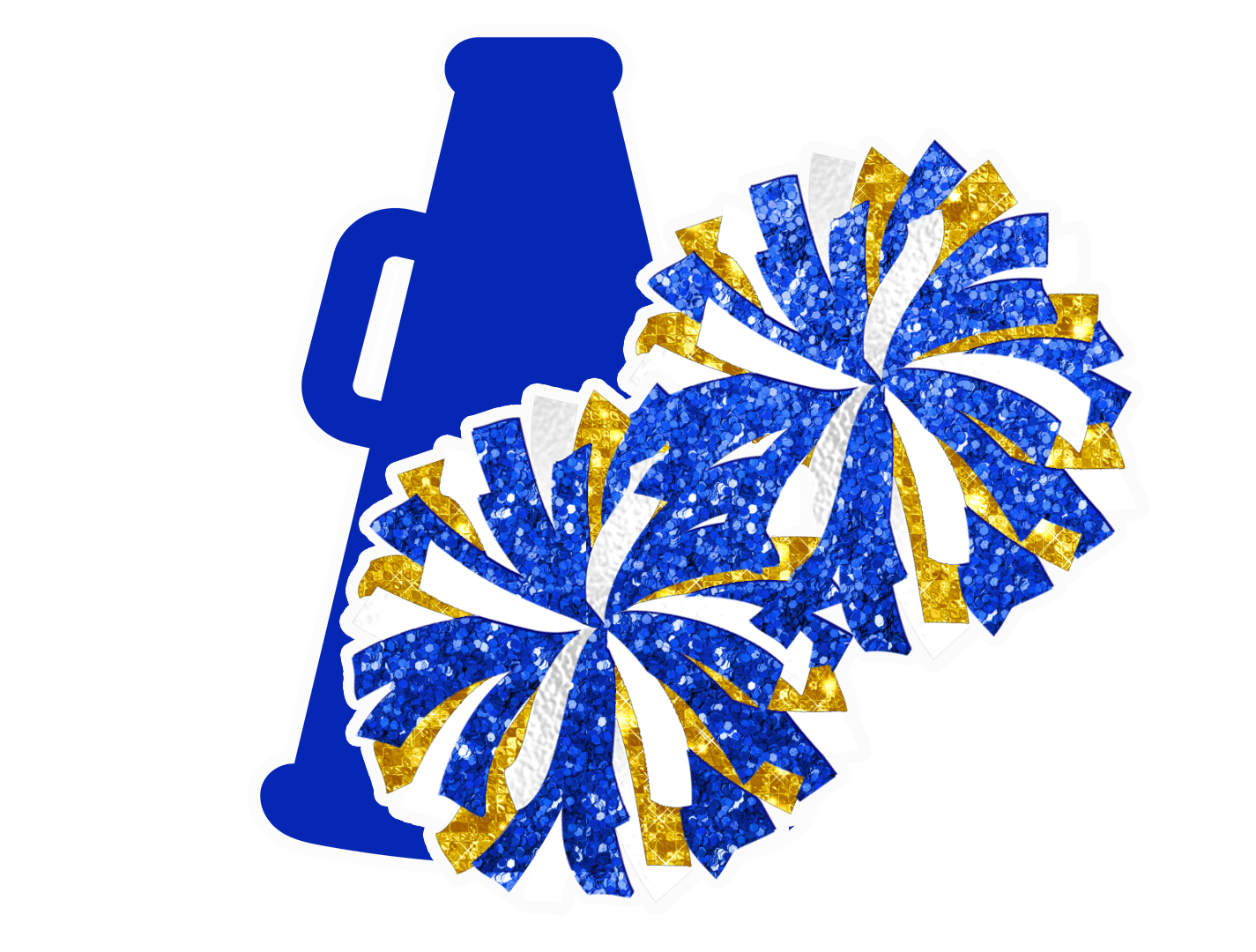 Blue and Gold Pom and Megaphone T-Shirt