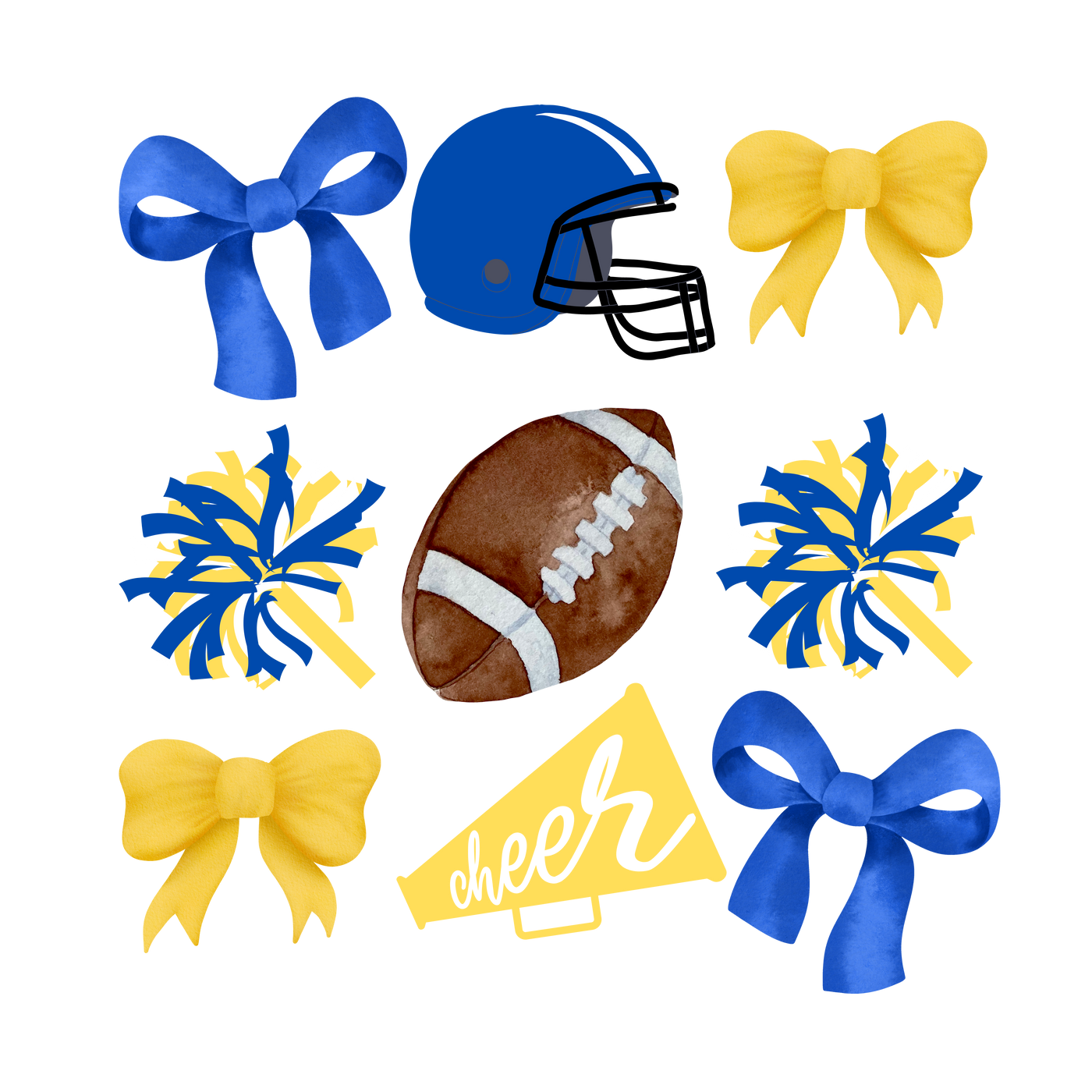 Blue and Gold Football Cheer Coquette T-Shirt
