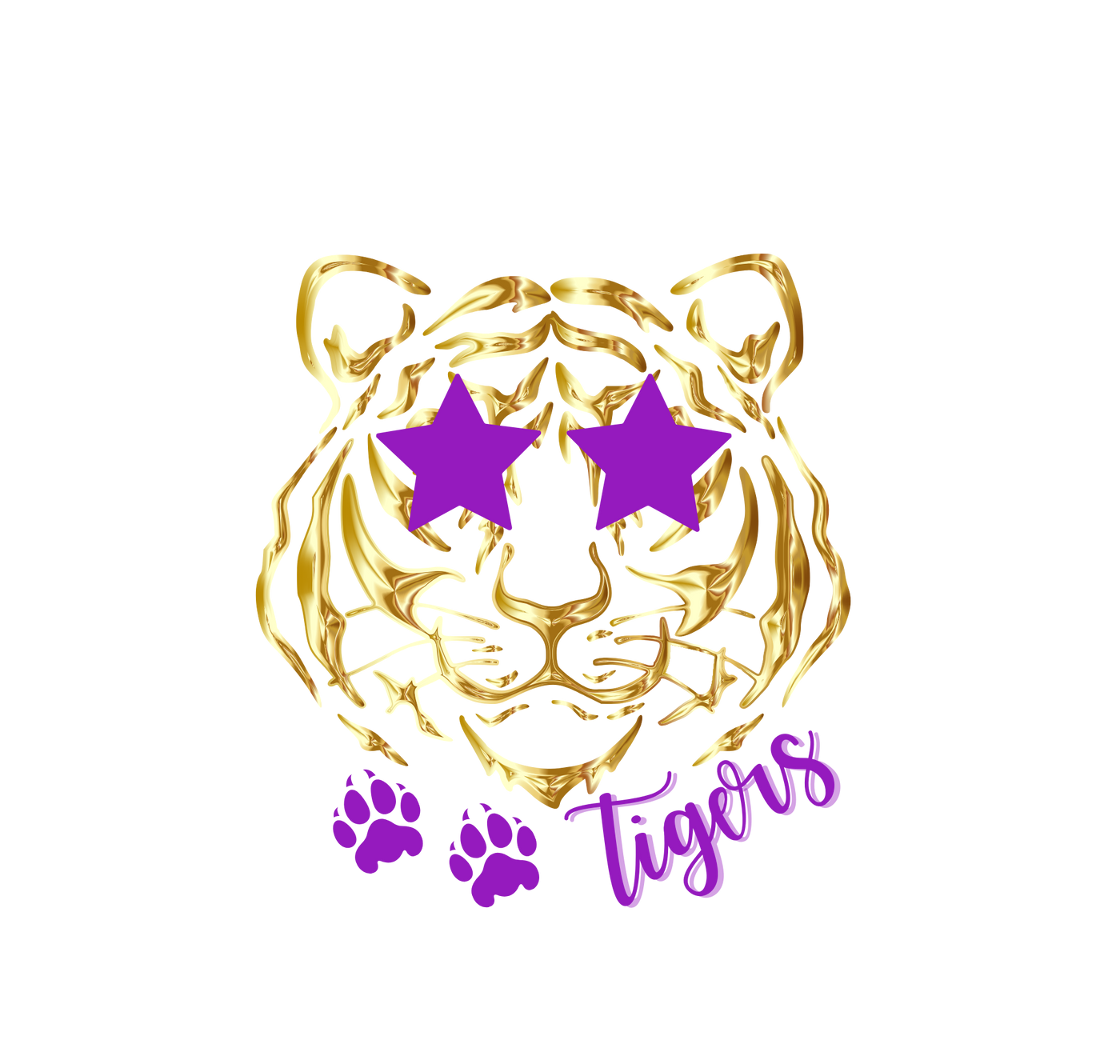 Gold Tigers Stars Purple T-Shirt