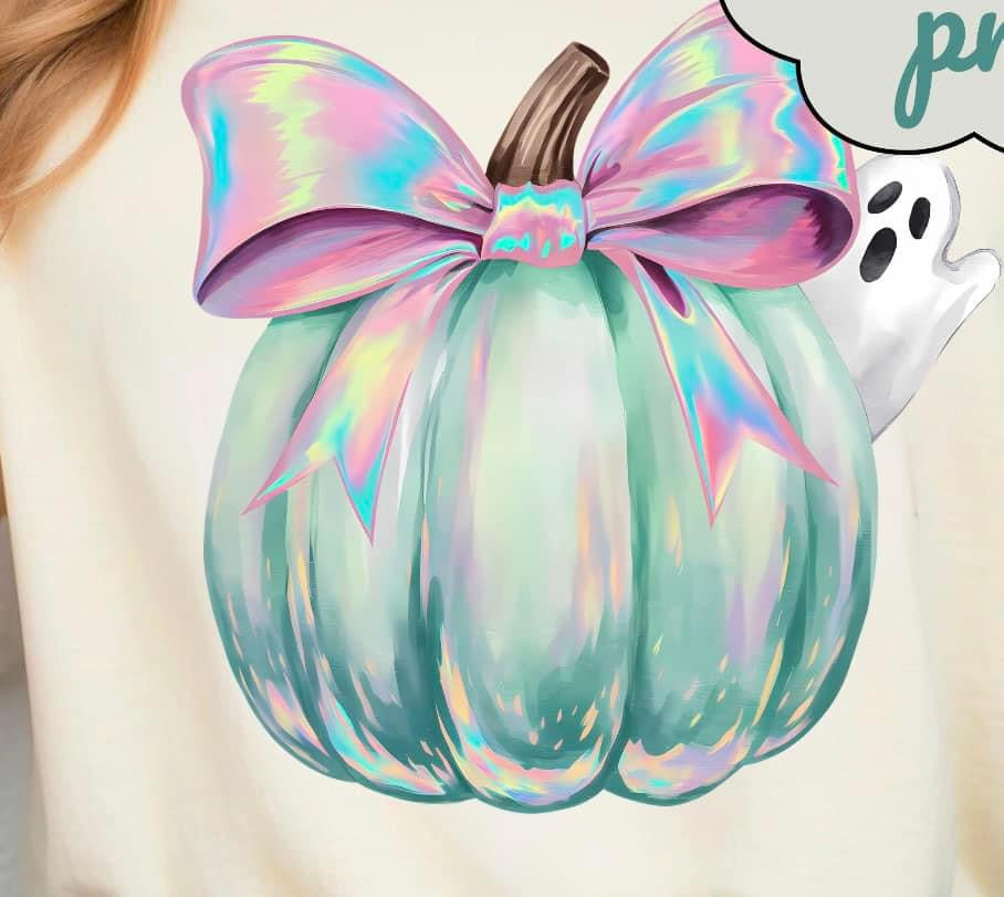 Iridescent Peeking Ghost Pumpkin