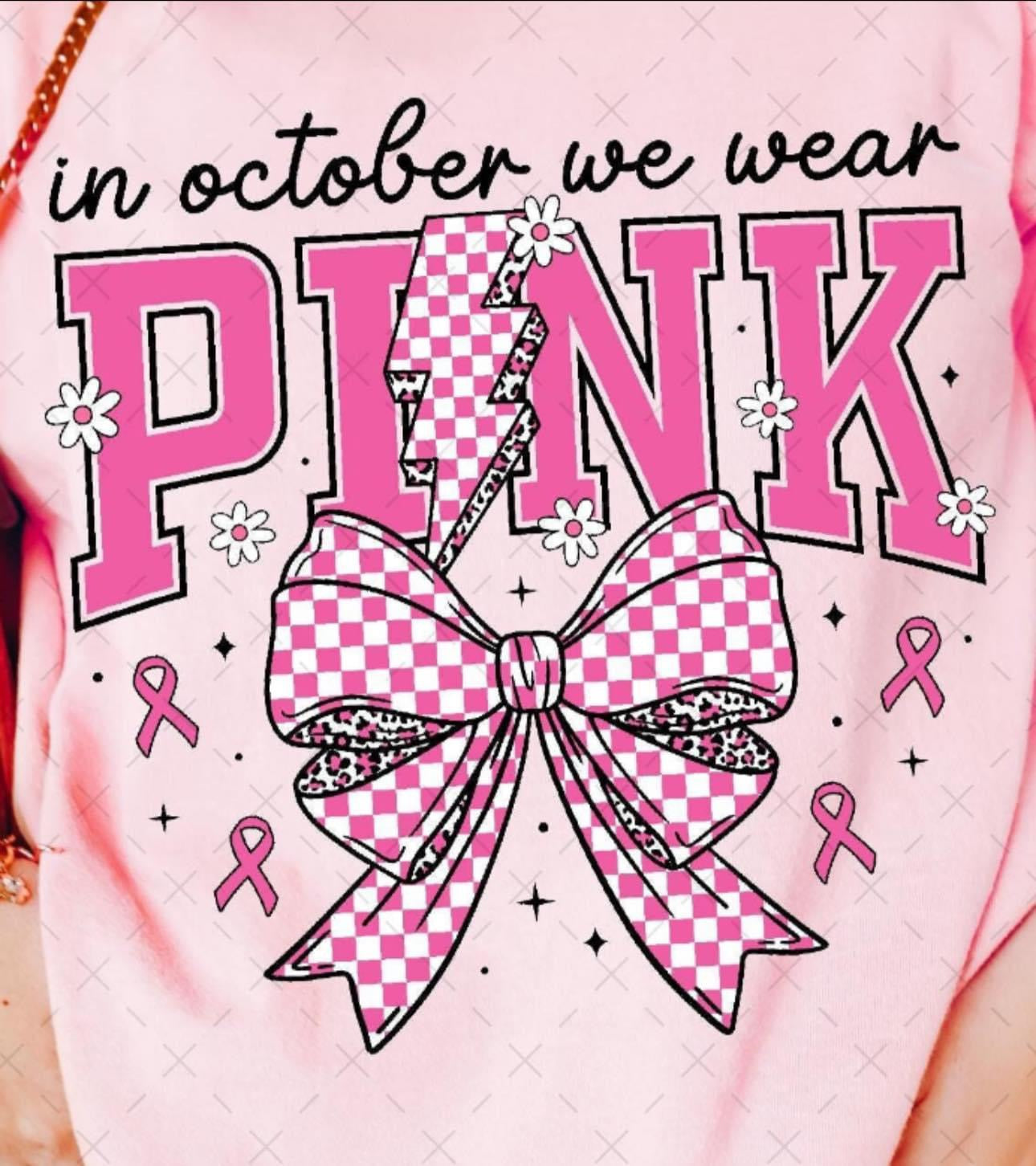 In October We Wear Pink Gingham Bow Shirt