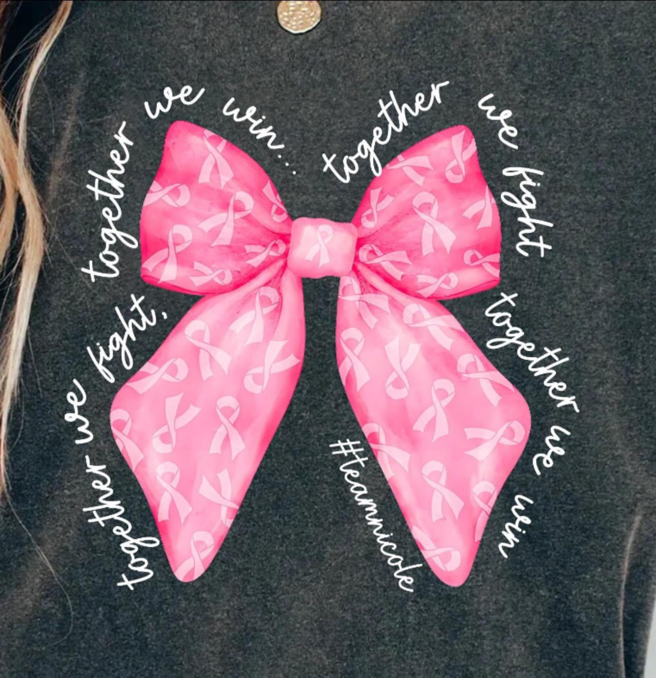 Together We Win Breast Cancer Bow Shirt