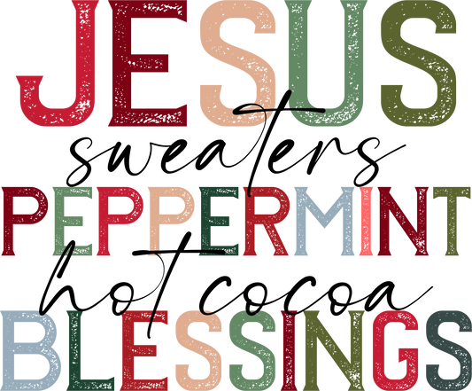 Jesus Sweaters Peppermint Hot Cocoa Blessings Shirt