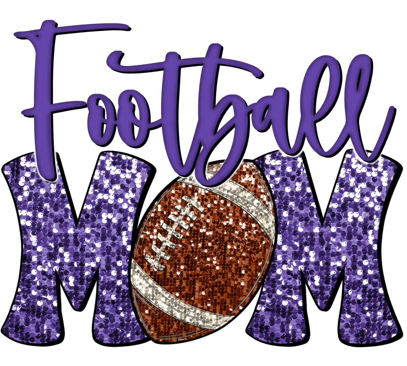 Football Mom Purple Faux Sequins