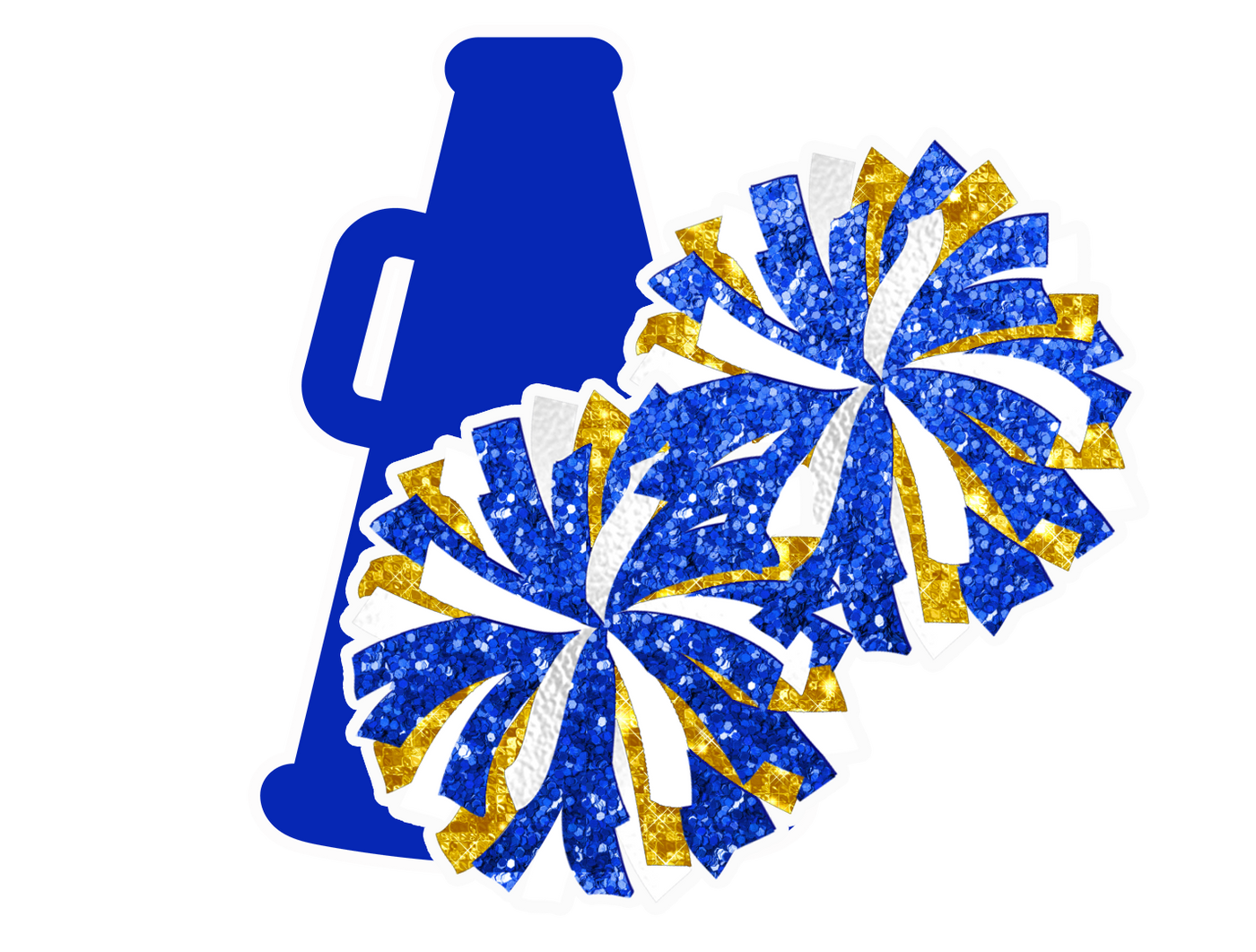 Blue and Gold Pom and Megaphone T-Shirt